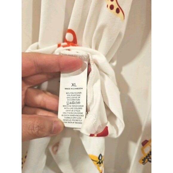 Kate Spade Apple Pretzel Car Pajamas 2 Piece Set XL Ivory Stretch Comfy - Picture 8 of 12